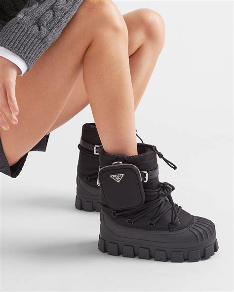 prada recycled nylon chunky boots|prada nylon gabardine boots.